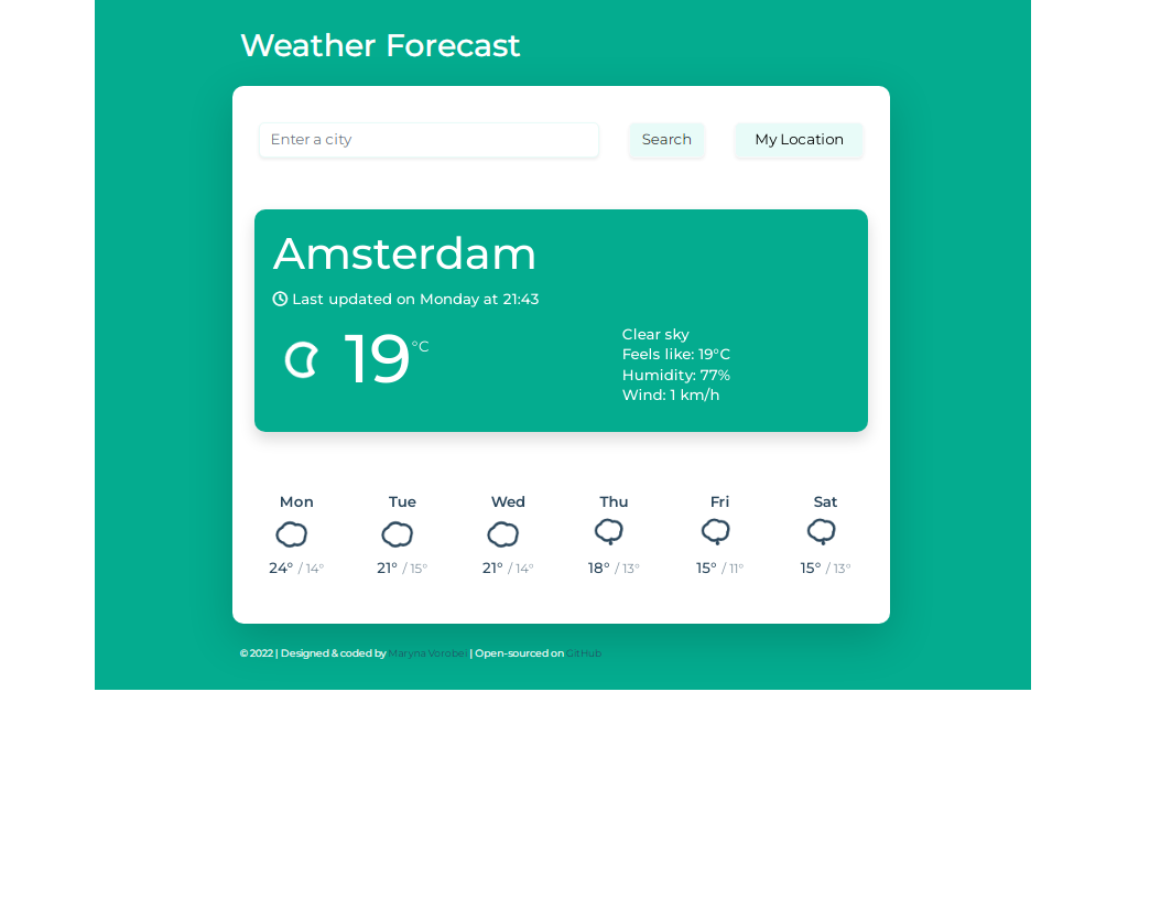 Weather forecast app